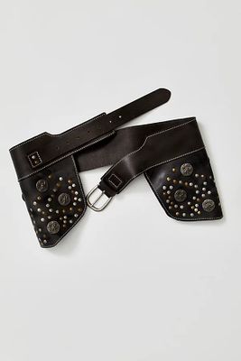 Lourdes Leather Chap Belt by FP Collection at Free People, Black,