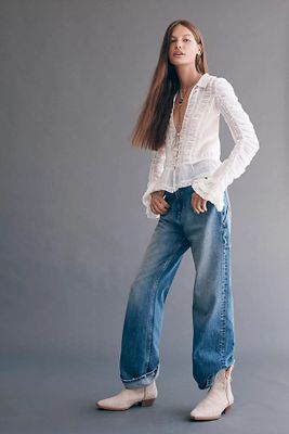 Tinsley Baggy High-Rise Jeans by We The Free at People, Hazey Blue,