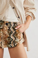 OneTeaspoon Bandits Low-Waist Printed Leather Shorts