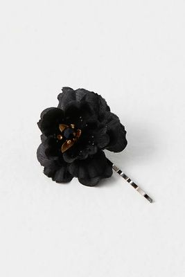 Kerrin Black Flower Hair Pin by Curried Myrrh at Free People, Black, One Size