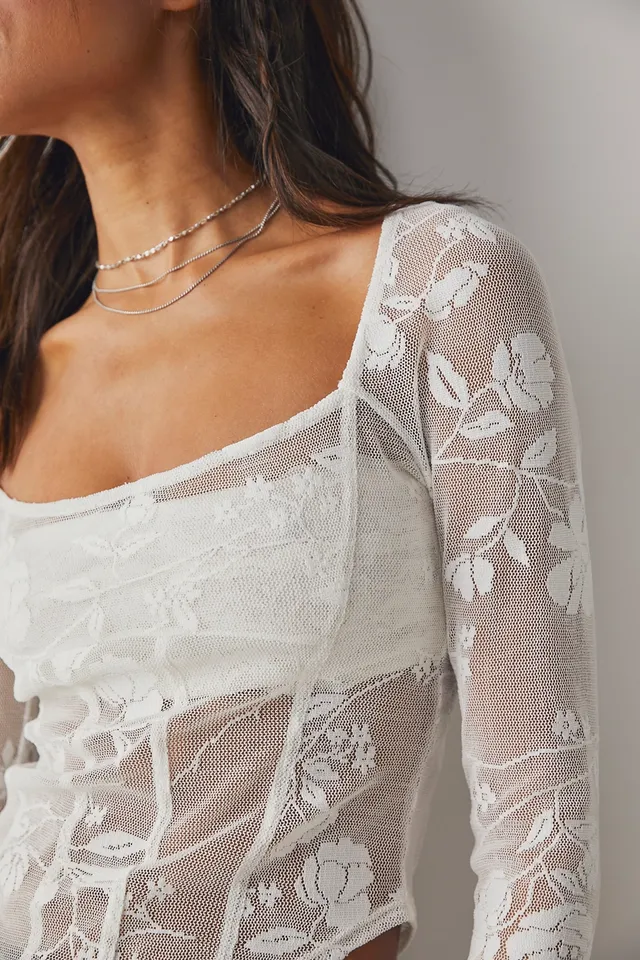 FREE PEOPLE Intimately - Long Nights Layering Top in Silver Lining