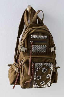 Berlin Studded Backpack by Free People, Faded Military, One Size