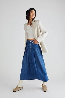 MOTHER Pleated Fray Maxi Skirt