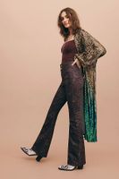 Jayde Foil Printed Flare Jeans by We The Free at People, Chocolate Print,