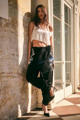 Tricia Fix Embellished Parachute Pants by at Free People, Black,