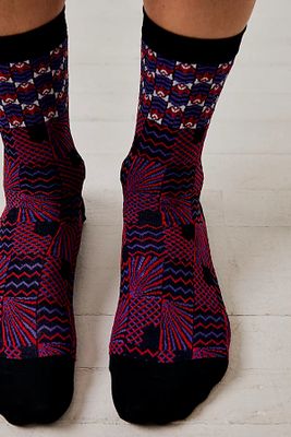 Anna Sui Sunburst & Tulip Socks by Anna Sui at Free People, Rouge Multi, One Size