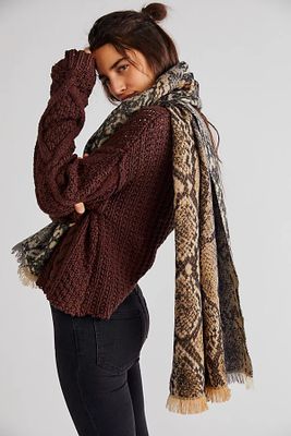 Outback Patterned Scarf by Free People, Python, One Size