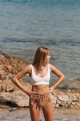 Resin Obsidian Cream Crop Surf Top by at Free People, Cream,