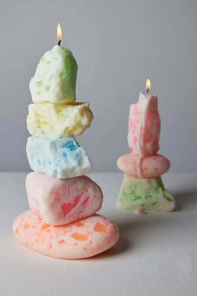 Large Cairn Candle by Made By Humans at Free People, Terrazzo, One Size