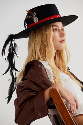 Feather Fairytale Felt Hat by Grand Central Fashion at Free People, Coal, One Size
