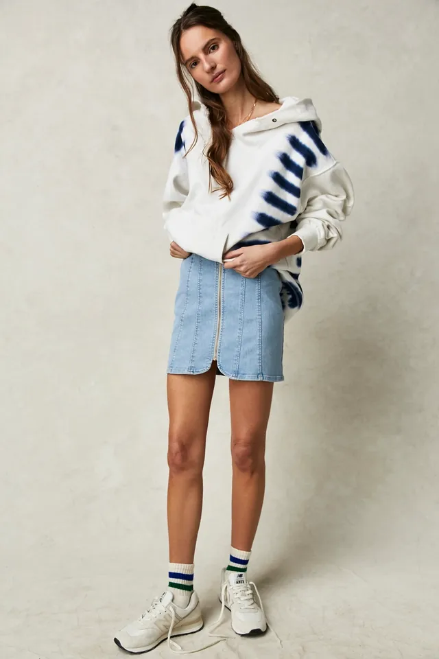 Free People Pleated Denim Micro Skirt in Canyon Blue at Nordstrom, Size 12