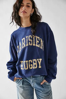 Parisian Rugby Crewneck Sweatshirt by Firstport at Free People, Navy,