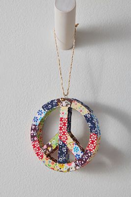 Patchwork Peace Sign Ornament by Free People, Multi, One Size