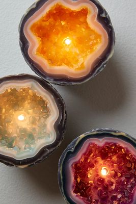 Crystal Geode Candle by Amethyst & Amber Candles at Free People, Smokey Quartz, One Size