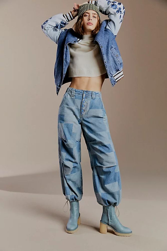 Newbies Slouchy Wide-Leg Jeans by We The Free at People, Hydro Blue,