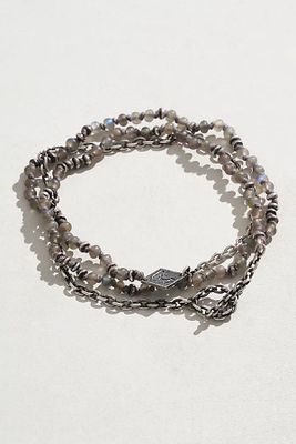 Knotted Gemstone Silver Link Necklace Bracelet by M. Cohen at Free People, Labrodite, M