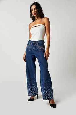 Milk It Embellished Ziggy Jeans by Milk It at Free People, Mid Light Blue, US 6