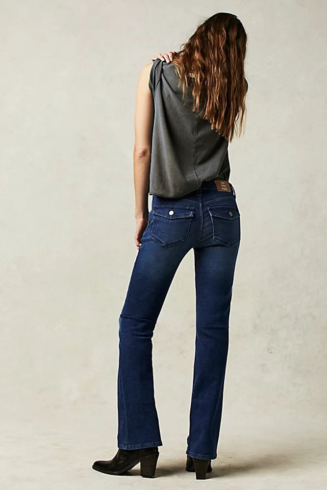 Varsity Blues Mid-Rise Slim Flare Jeans by We The Free at People, Night Bird,