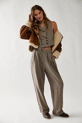 Gabbie Houndstooth Suit Set by Free People, Beige Brick Combo, US