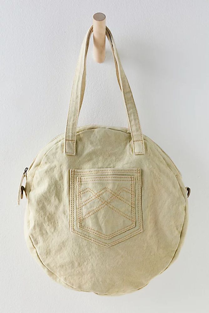 Roundabout Denim Tote by Free People, Concrete Khaki, One Size