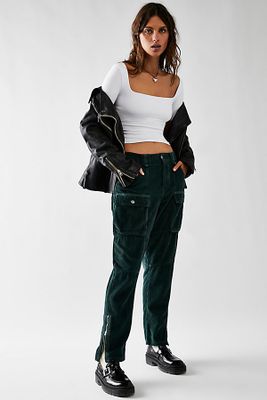 London Calling Slouchy Cord Jeans by We The Free at People, Forest Green,