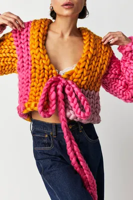 Hope Macaulay Hot Pink Colossal Knit Cardigan
