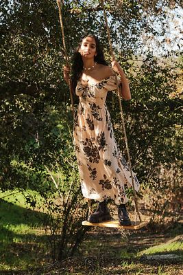 Forget Me Not Midi Dress by Free People, Peach Combo No Overdye,