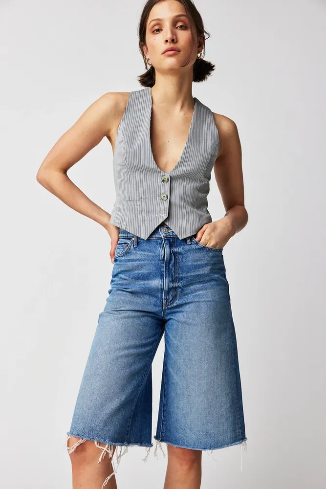 High-Waisted Denim Culottes