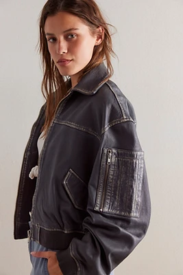 Oval Square Osrocker Leather Bomber Jacket