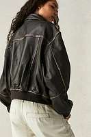 Oval Square Osrocker Leather Bomber Jacket