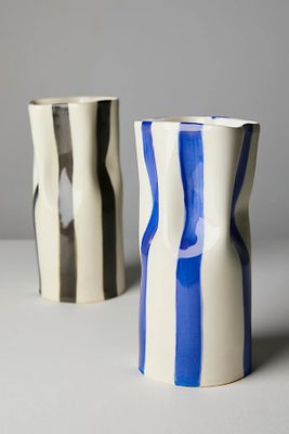 Alicja Ceramics Striped Paperbag Vase by Alicja Ceramics at Free People, Black Combo, One Size