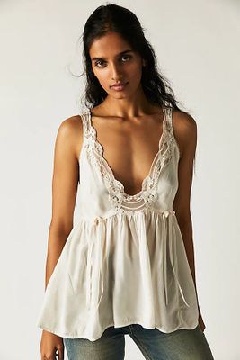 Lizzy Lace Babydoll Tank by Free People, Champagne Dream,