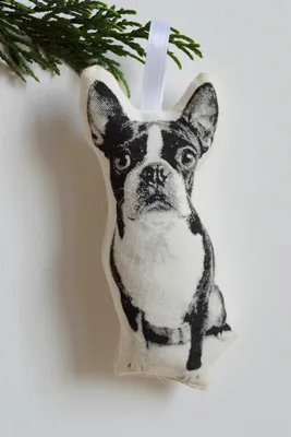 Silkscreen Boston Terrier Ornament