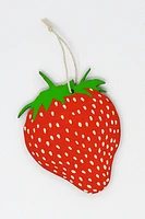 Wooden Silkscreen Strawberry Ornament