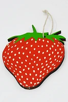 Wooden Silkscreen Strawberry Ornament