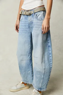 We The Free Good Luck Mid-Rise Barrel Jeans