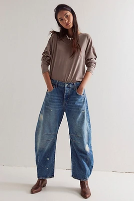 We The Free Good Luck Mid-Rise Barrel Jeans