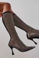 Martinis at Midnight Mesh Boots by Jeffrey Campbell Free People, Black Suede Combo, US