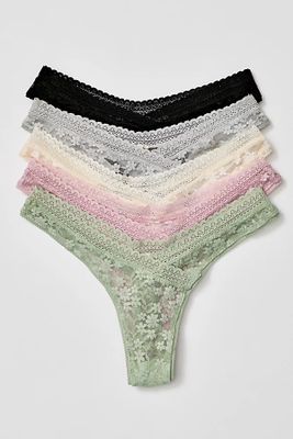 Daisy Lace High-Cut Thong 5-Pack Undies by Intimately at Free People, Multi Combo,