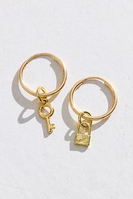 OXB Sweatproof Heart Hoops by OXB Jewelry at Free People, Gold, One Size