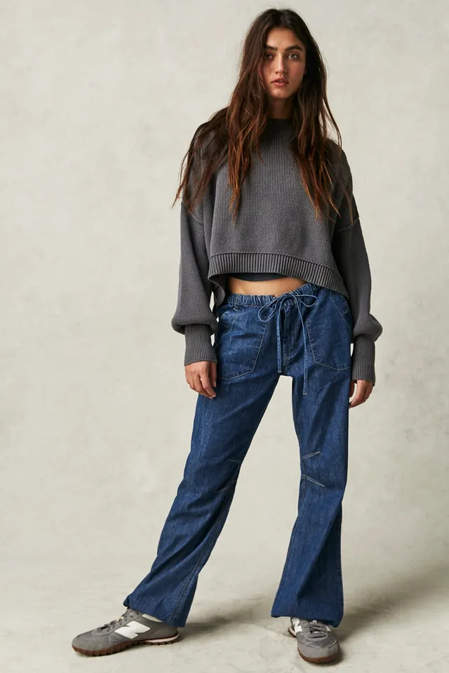 Free People: The Amsterdam High Rise Barrel Jean in Deep Indigo