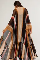 Sea Vista Stripe Ruffle Kimono