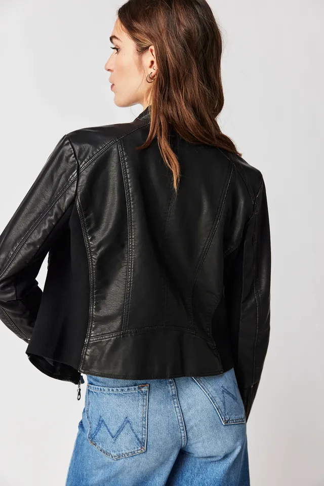 Free People We The Free Wild Rose Vegan Leather Bomber