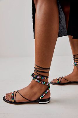 Cabana Studded Wrap Sandals by Vicenza at Free People, Black Multi, EU