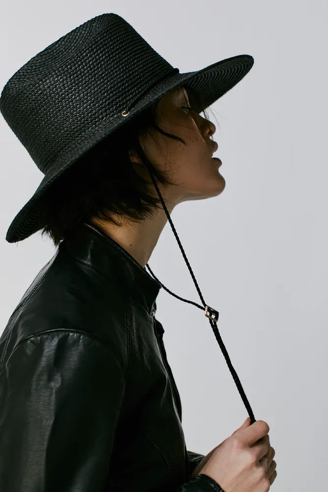 Saint Laurent Wide-brimmed Straw Hat in Black