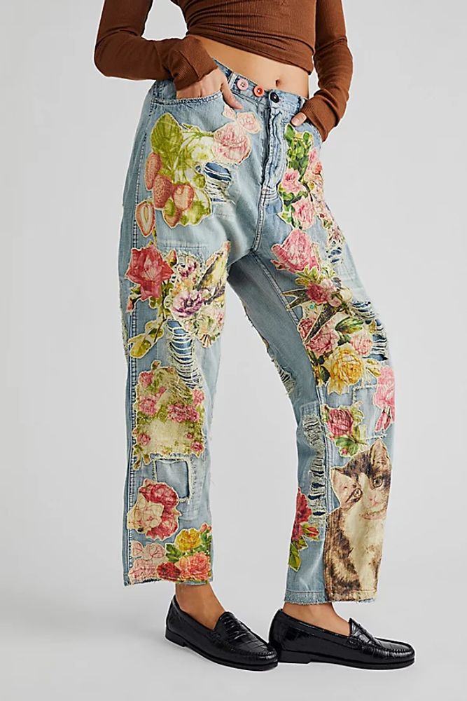 Magnolia Pearl Floral Applique Jeans by Magnolia Pearl at Free People, Washed Denim, One Size