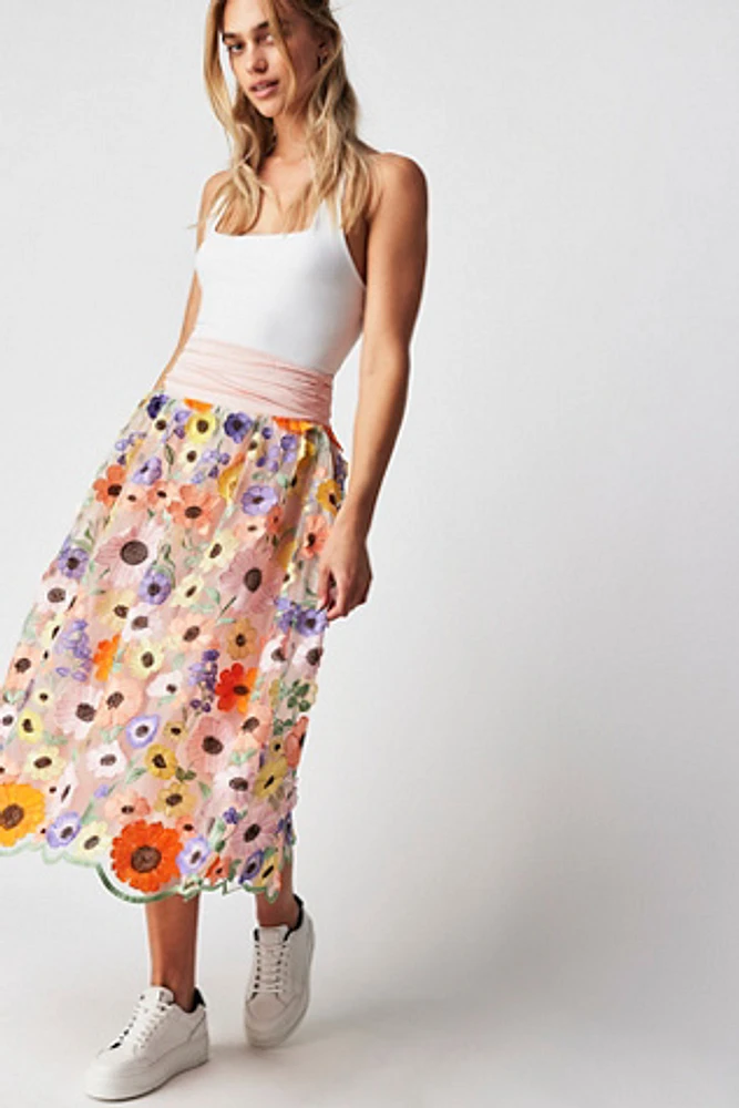 For Love & Lemons Fiore Midi Skirt