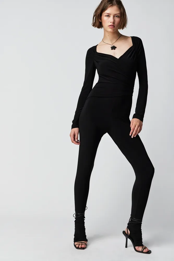 Norma Kamali Deep V Neck Bodysuit in Black