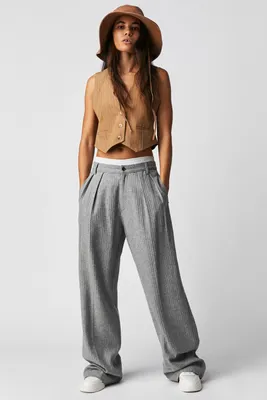 Denimist Double Pleat Wide-Leg Pants