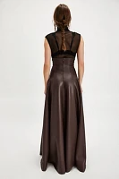 Norma Kamali Vegan Leather Long Grace Skirt